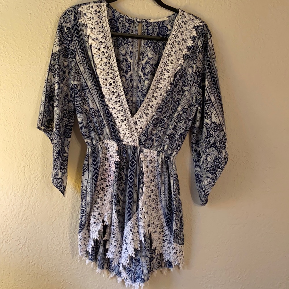 Blue and white romper SOLD